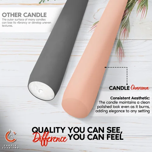 Vista 4 de Peach - Velas cónicas de 10 pulgadas, paquete de 12 velas de primera calidad, sin perfume, sin goteo y sin humo, para decoraciones de cumpleaños