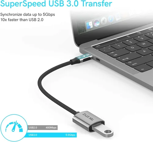 Vista 2 de Tek Styz - Adaptador USB-C USB 3.0 compatible con Google Pixel 4a 5G OTG tipo C/PD macho USB 3.0 hembra. (5 Gbps)