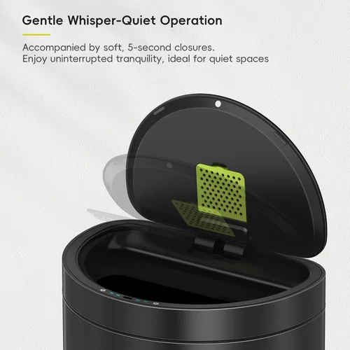 Vista 5 de EKO Mirage - Cubo de basura semicircular con sensor de movimiento de 47 litros/12.4 galones, cubo de basura automático para cocina con compartimento