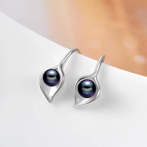 Vista 5 de Aretes de perlas de plata de ley, aretes colgantes de perlas finas joyas para el día de la madre, regalos para mujeres