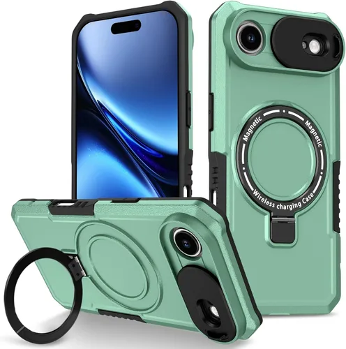 Vista 124 de Funda magnética para iPhone 11, soporte de anillo con ventana corrediza, funda protectora mate a prueba de golpes para iPhone 11 6.1, fundas