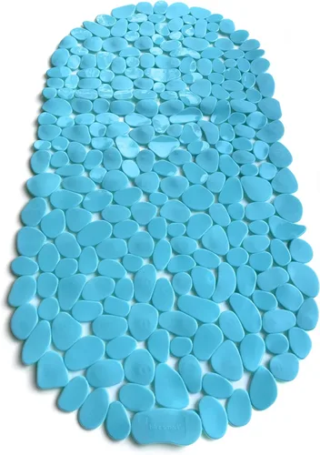 Vista 2 de Alfombra antideslizante para bañera y ducha "Pebbles" de 27 x 14 pulgadas, ovalada, no tóxica, segura, limpia, lavable a máquina, agarre y drenaje