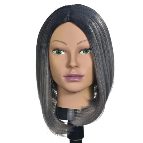 Vista 4 de Cabeza de maniquí de cosmetología para hacer pelucas y exhibir con abrazadera gratuita