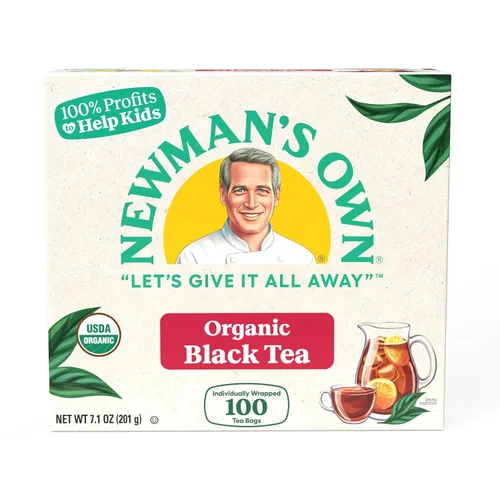 Vista 3 de Newman's Own - Té negro orgánico fuerte y robusto con 100 bolsas de té por caja (paquete de 2) certificado por USDA que contiene cafeína