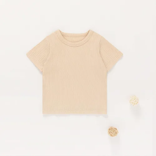Vista 7 de MBMSHEGH Conjunto de ropa de verano para bebé y niño, con parte superior acanalada y tirantes con botones