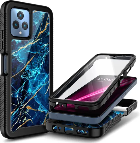 Vista 8 de NZND Funda para T-Mobile REVVL 6 5G / REVVL 6X 5G con [Protector de Pantalla Incorporado], Funda Bumper Protectora Rugosa Resistente a Golpes
