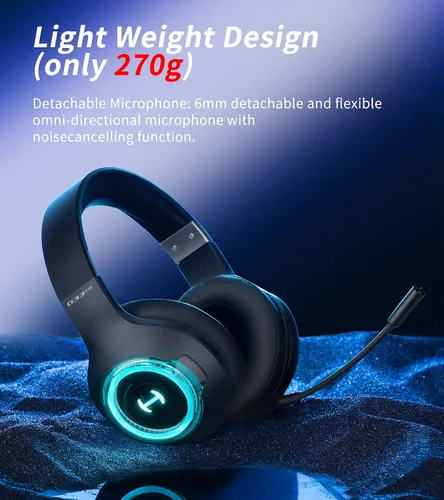 Vista 6 de HECATE by Edifier G33BT - Auriculares inalámbricos para juegos con micrófono desmontable, auriculares Bluetooth para PC, PS5, PS4, Nintendo Switch