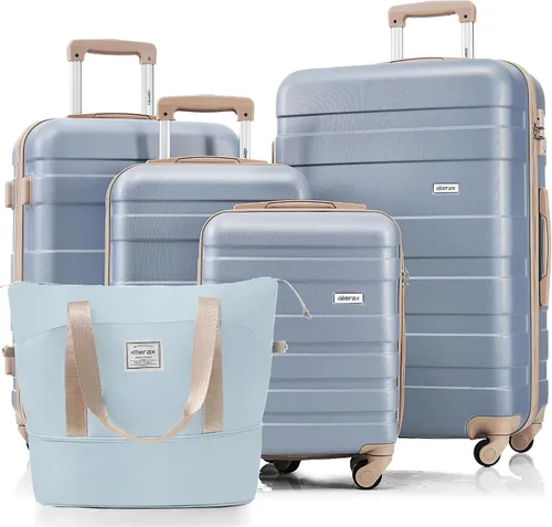 Vista 62 de Merax 3 piezas expandible ABS Hardshell equipaje Sets Spinner Wheel Maleta TSA Lock Suit Case, Apertura frontal negra, Juego de 2 piezas, Maleta