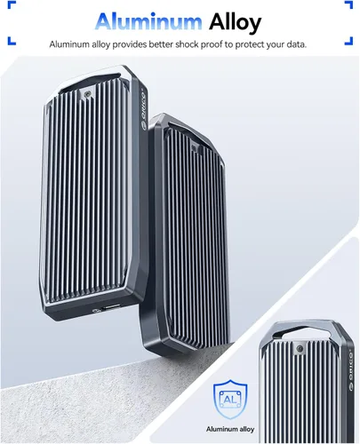 Vista 8 de ORICO Carcasa para SSD M.2 USB4 de 40 Gbps, soporta SSD M.2 NVMe de hasta 8 TB, funda de aleación de aluminio con aletas, cable USB-C a USB-A y C 2