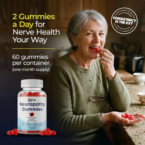 Vista 6 de The Nerve Brand Gomitas de apoyo a la neuropatía, 600 mg R de ácido alfa lipoico con B1 B6 B12 y melena de león, suplemento diario para la salud