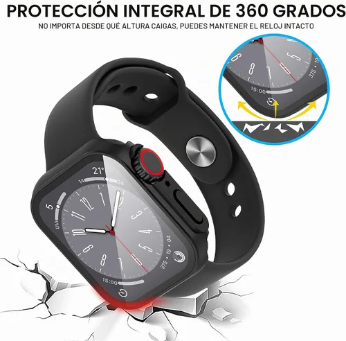 Vista 5 de Suoman para Apple Watch Protector de Pantalla de Vidrio Templado de 40 mm, [Aspecto Ultra] Funda Protectora Dura de PC para Todo el Contorno