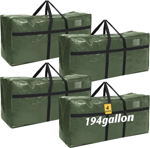 Vista 32 de 4 Piezas Bolsas de Mudanza Grandes con Cremallera y Asas Bolsas de Lona Tipo Duffle Plegables de Almacenamiento Extra Resistentes Extra Grandes