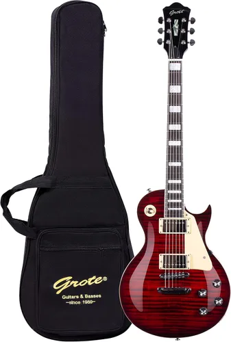 Vista 11 de Grote Guitarra eléctrica de cuerpo sólido LPYS-006 Maple Neck Ideal para todos los niveles con Gigbag (marrón antiguo)