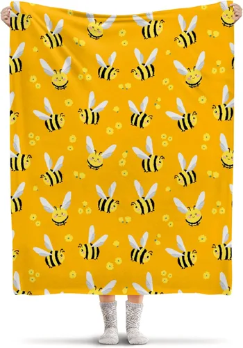 Vista 9 de Manta de franela ligera de abeja, regalos para niñas y mujeres en todas las estaciones, manta para cama, sofá, 30 x 40 pulgadas, para bebé/mascotas