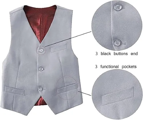 Vista 2 de SaiLiiny Conjunto formal de 5 piezas para niños, chaleco y pantalones