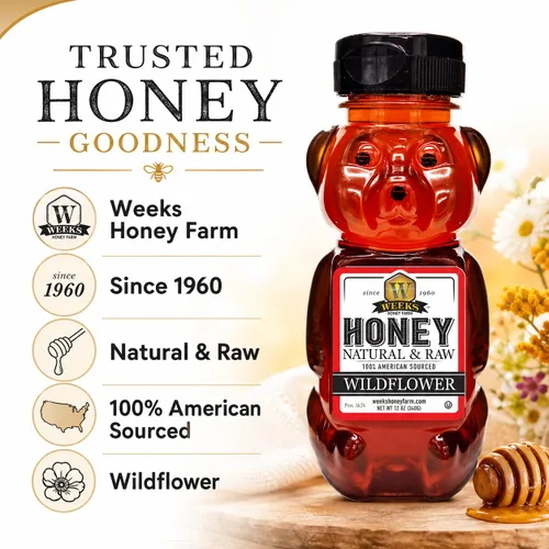 Vista 7 de WEEKS HONEY Oso de miel de flores silvestres, 12 onzas