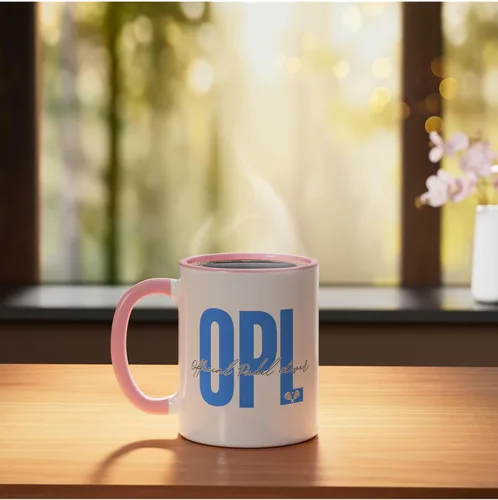 Vista 3 de OPL Official Padel Lover - Taza de cerámica, color rosa y blanco Rosa/blanco
