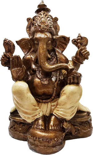 Vista 17 de Ganesha - Cabeza de elefante y cuerpo humano que elimina obstáculos del camino de uno, decoración de dormitorio, oficina en casa, estatua Rojo