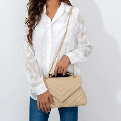 Vista 3 de PRETTYGARDEN Bolsos cruzados de moda para mujer, ligeros, ajustables, correa de cadena acolchada, bolsos de hombro