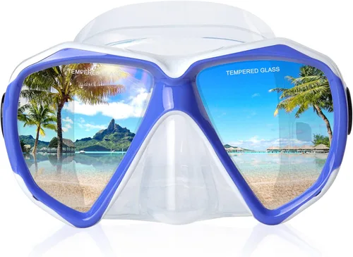 Vista 10 de Máscara de buceo panorámica HD para natación, gafas de buceo antivaho, máscara de buceo de vidrio templado, gafas de natación para adultos y jóvenes