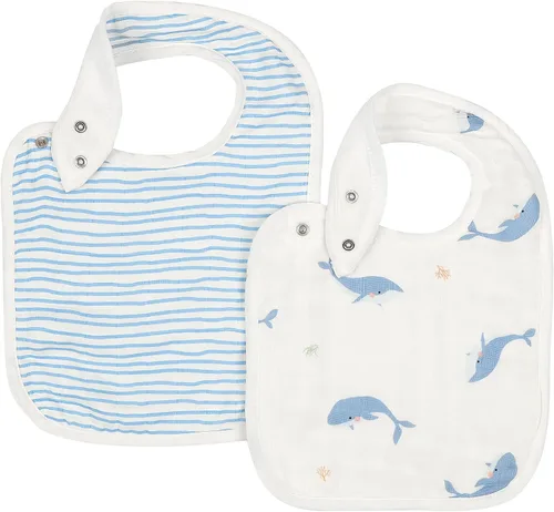 Vista 11 de Bamboo Little Baberos para bebé (paquete de 2) - Baberos con broches ajustables - Parte trasera de rizo absorbente Adjustable Snaps