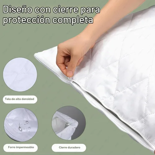 Vista 5 de CoolShields Protectores de Almohada Premium 100% Algodón Impermeables con Cremallera, Transpirables y Silenciosos, Superficie Hipoalergénica Suave