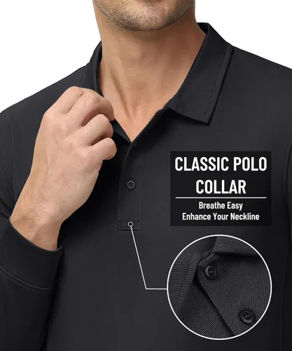 Vista 7 de MAGNIVIT Camisas Polo para Hombre de Manga Larga, de Secado Rápido, Rendimiento Militar, Táctico, para Combate del Ejército