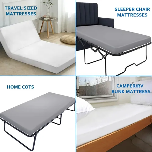 Vista 8 de Coldwind Sábana para cuna de 31 x 75 pulgadas y protector de colchón impermeable para cuna de 30 x 75 pulgadas, color blanco