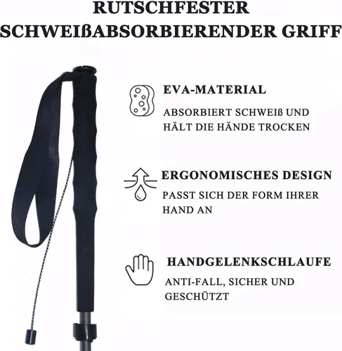 Vista 7 de 5-Section Carbon Fiber Trekking Poles, Lightweight and Durable 2-Pack, Foldable, Straight Grip, Suitable for Hiking, Trekking and Mountaineering