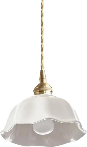 Vista 11 de Lámpara colgante de cerámica negra para isla de cocina, pantalla festoneada de cerámica, estilo granja, vintage, luces colgantes de techo