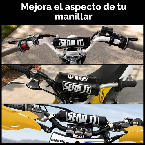 Vista 7 de SEND IT Almohadilla de Manillar con FREE GRIP DONUTS - Ajuste Universal para Motos de Cross y ATVs Barra Transversal (NEGRO, Redondo)