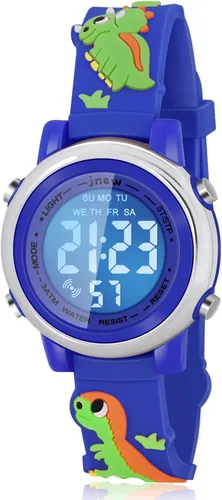 Vista 10 de Viposoon Relojes para niños con alarma impermeable, regalos de dinosaurios para niños y niñas de 3 a 10 años Verde militar