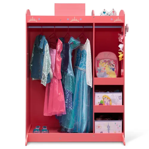 Vista 4 de Disney Princess Boutique de juego y vestido - Armario/guardarropa de almacenamiento de disfraz de juego simulado para niños con espejo y estantes