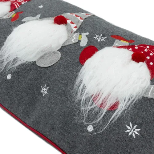 Vista 3 de JWH Funda de almohada decorativa de gnomo, almohada de Navidad, decoración de vacaciones de invierno, funda de almohada gris, cojín bordado