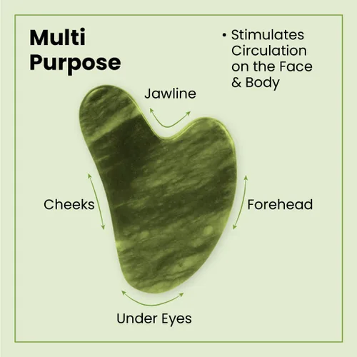 Vista 4 de Lindo Jade Gua Sha Duo - Herramienta de masajeador de contorno facial GuaSha, piedra de jade 100% natural, herramienta facial de belleza de calidad