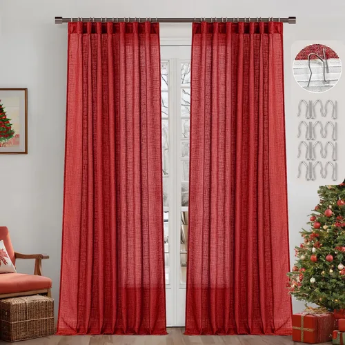 Vista 15 de MIULEE Cortinas de lino natural de 84 pulgadas de largo 2 paneles, con pestaña trasera con cinta plisada, cortinas de textura de lino suave y gruesa