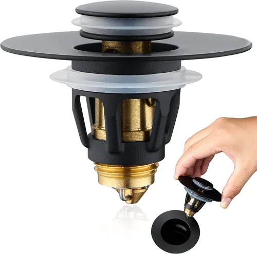 Vista 9 de Tapón Universal para Lavabo de Baño - Filtro de Drenaje de Lavabo con Rebote, Tapón de Drenaje Emergente de Níquel Cepillado, Tapón de Fregadero