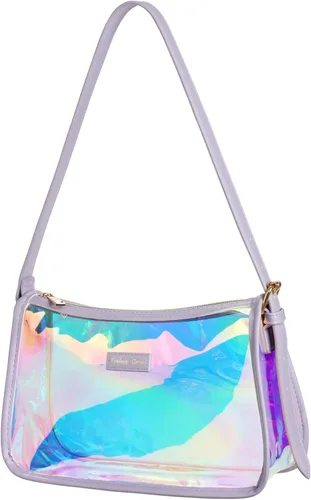 Vista 13 de Bolsa de hombro transparente PACKISM 9x6x3 - Bolsa transparente para eventos en estadios para mujeres con correa corta, perfecta para eventos