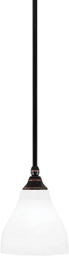 Vista 257 de Toltec Lighting Tallo Colgado Mini colgante, acabado de cobre negro, 3.5" cuadrado humo burbuja vidrio