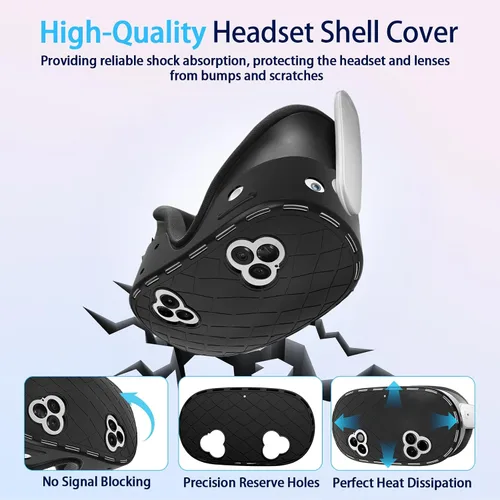 Vista 3 de 8-in-1 Silicone Cover Set for Meta Quest 3s Accessories, Juylay VR Protective Cover Accessories for Oculus Quest 3S with Facial Interface, Shell