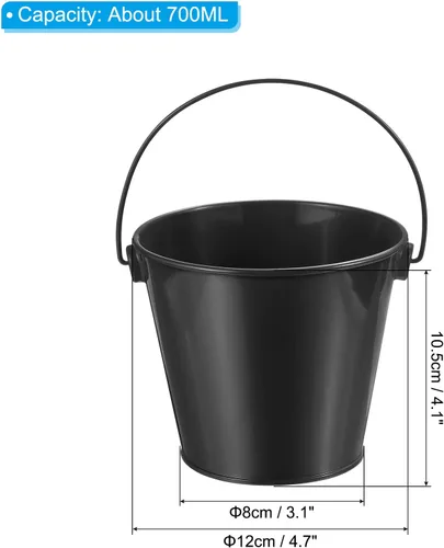 Vista 2 de PATIKIL Cubos de metal de colores de 4.7 pulgadas, paquete de 4 cubos para lápices, contenedores redondos de metal con asas para manualidades