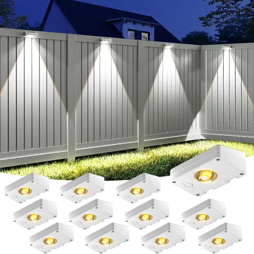 Vista 9 de VOLISUN Luces de Valla Solares, Luces de Valla con Energía Solar, LED Impermeable IP65, Luz Solar de 3 Temperaturas de Color para Valla, Patio Negro