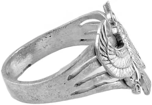 Vista 2 de Joyería egipcio Horus Falcon Anillo de plata, plata de ley, 8