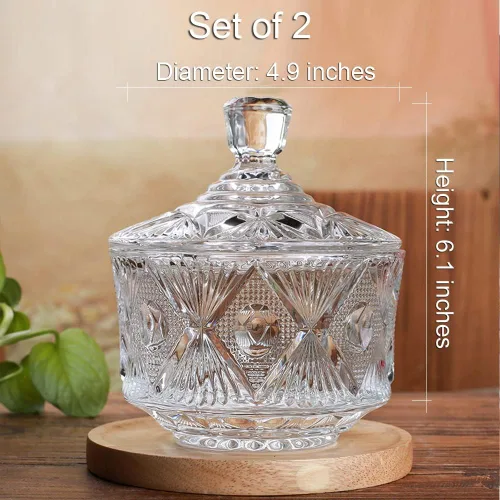 Vista 7 de SANHECUN Tarros decorativos de cristal transparente para azúcar, con tapa, juego de 2 (transparente, vajilla)