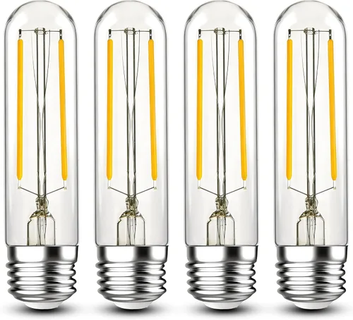 Vista 9 de Bombillas tubulares regulables E26 de 40 W, bombillas LED T10 de 4 W, 2200 K, blanco suave tipo T Bulbo sin parpadeo, para lámpara de araña