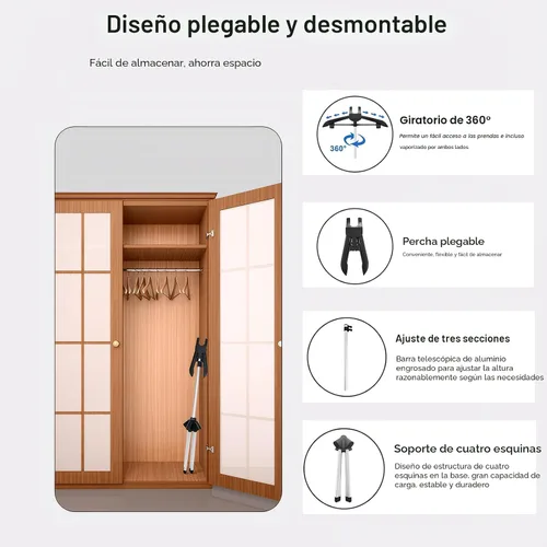 Vista 5 de Colgador con soporte para vaporizador de ropa y guante de planchado de vapor para vaporizar ropa, estante de vaporizador de ropa de mano con mini