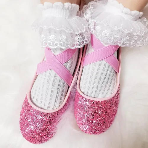 Vista 2 de Girls Ballerina Dress Shoes Mary Jane Flats Girls Glitter Shoes Princess Dresses for Girls Flower Girls Shoes (ToddlerLittleKids)