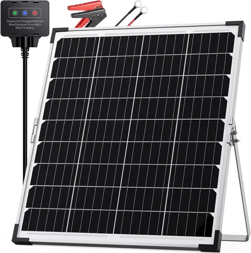 Vista 16 de Mantenedor de batería solar de 7.5 W y cargador de goteo, panel impermeable de 12 V con controlador inteligente IP68, protección contra sobrecarga