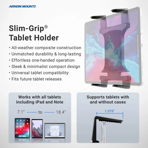 Vista 3 de ARKON Soportes – Soporte para tablet de riel de asiento de coche Resistente para coche/camión Ángulo y altura ajustables Fácil instalación