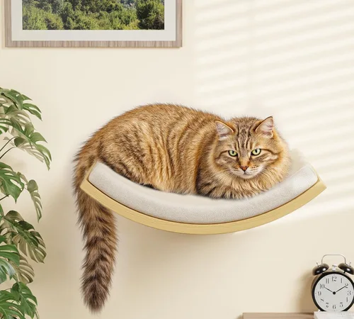 Vista 12 de Estante de Pared para Gatos con Percha de Ventana, Cama Hamaca para Gatos con Almohadilla para Rascar, Estante para Gatos para Trepar, Dormir